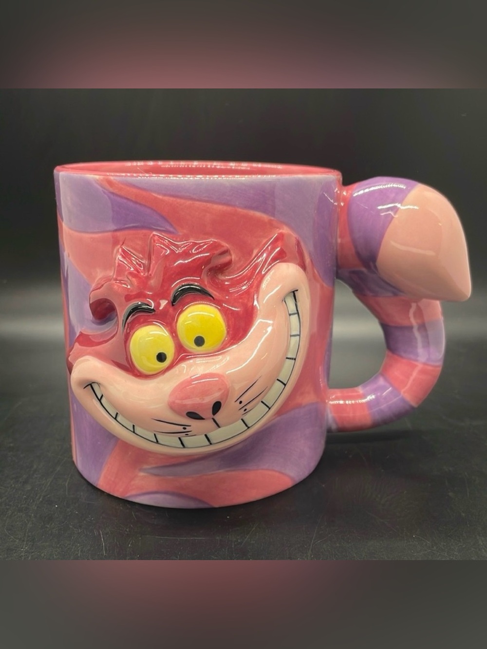 Y2k Disney Store Cheshire Cat Alice in Wonderland Sculpted Tail Handle 3D Mug